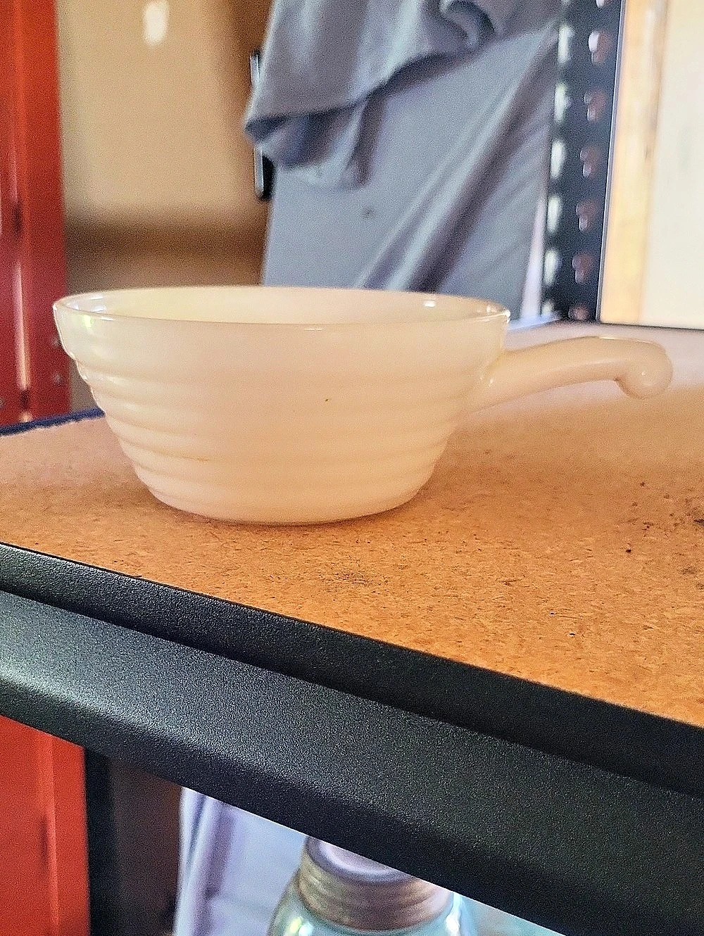 Cream Glass Cup with Handle